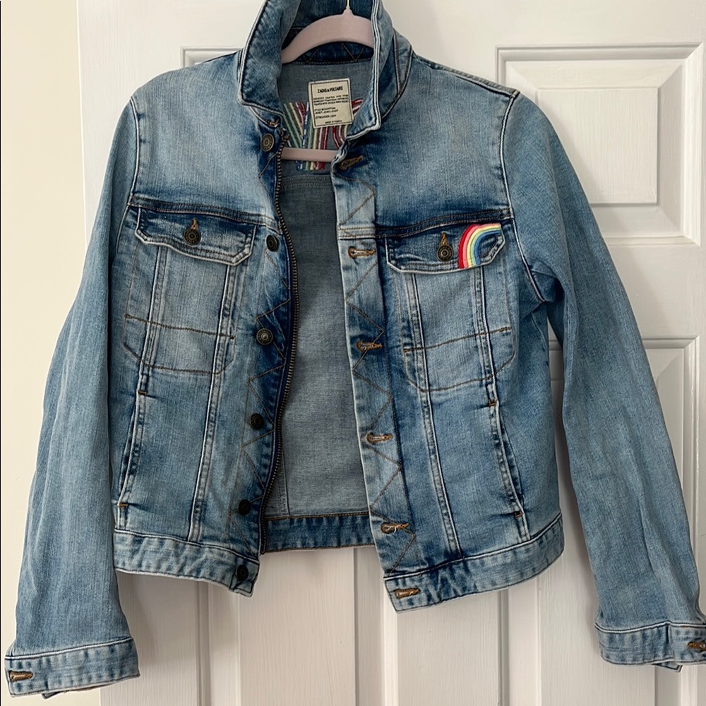 Zadig & Voltaire Embroidered Rainbow/LOVE Jean Jacket